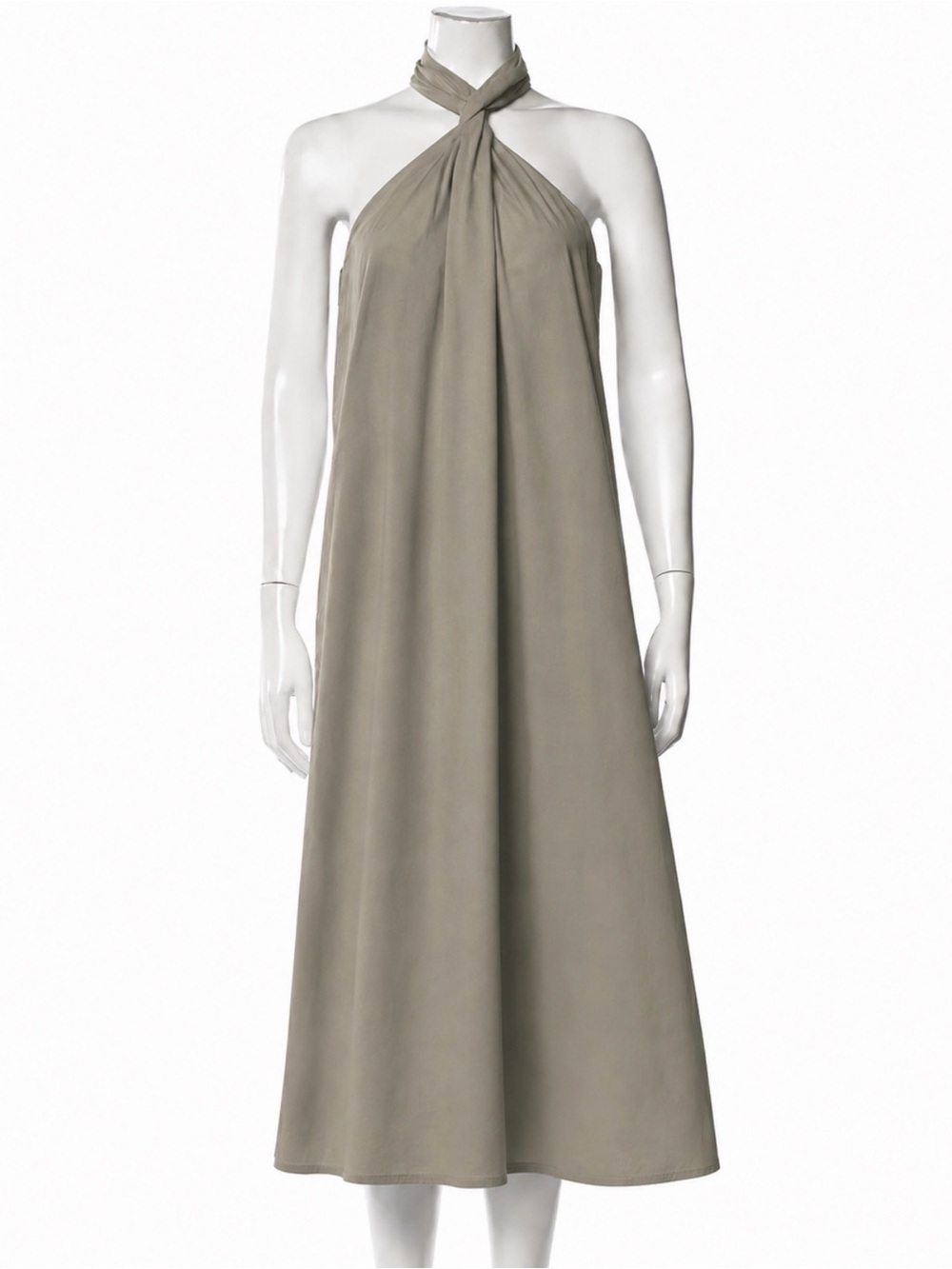 Anine Bing Taupe Halter Cross Front Midi Dress